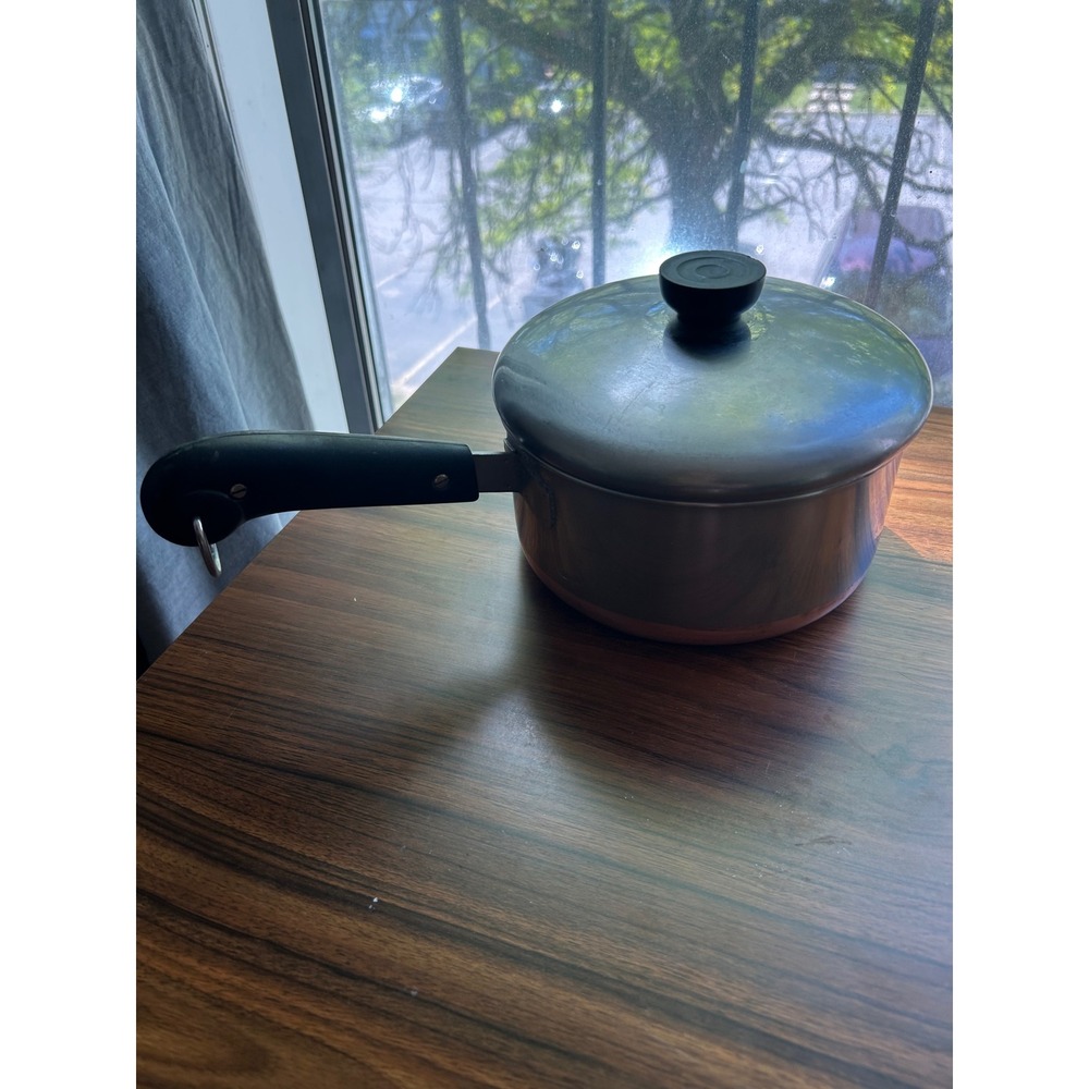 Vintage Revere Ware 2 Qt Saucepan Copper Clad Bottom Pre-1968 Double Ring Logo